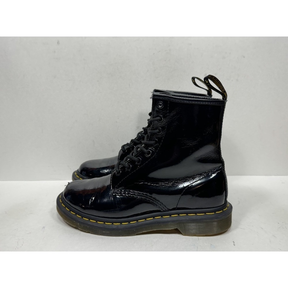 Doc Dr. Martens 1460 Patent‎ Leather Women's 7 8-Eye Boots Black 11821 - Picture 4 of 10
